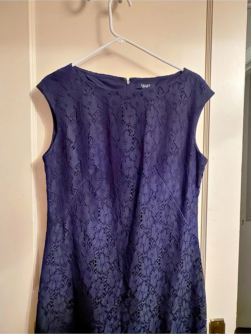 Chaps Lace Dress in Blue Size Medium Like New